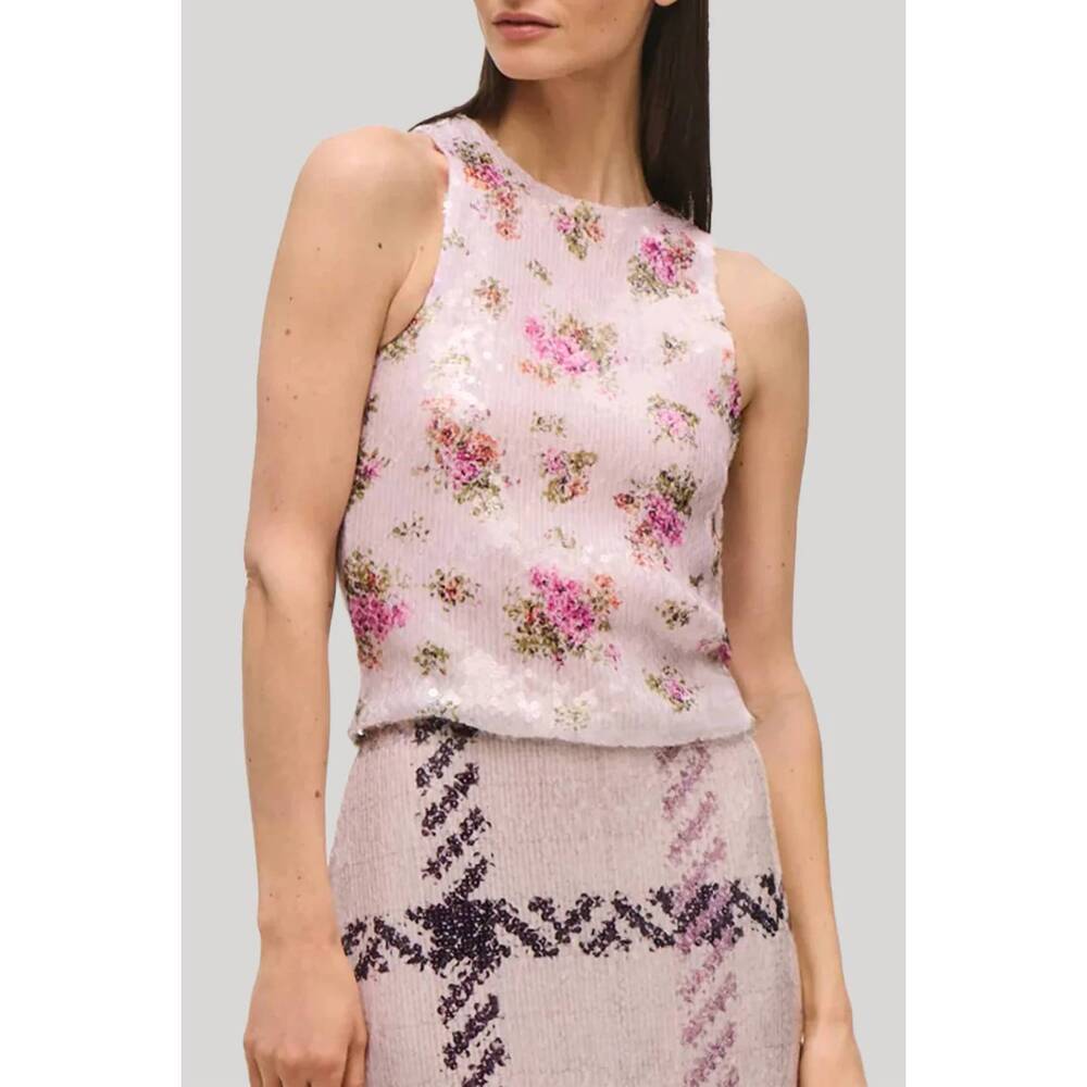 NEW BRANDON MAXWELL noemi top in pailette blush floral
